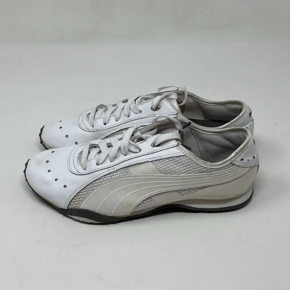 Puma Lillea Shoes Womens 8 White Leather Mesh Lightweight Casual Retro Sneakers